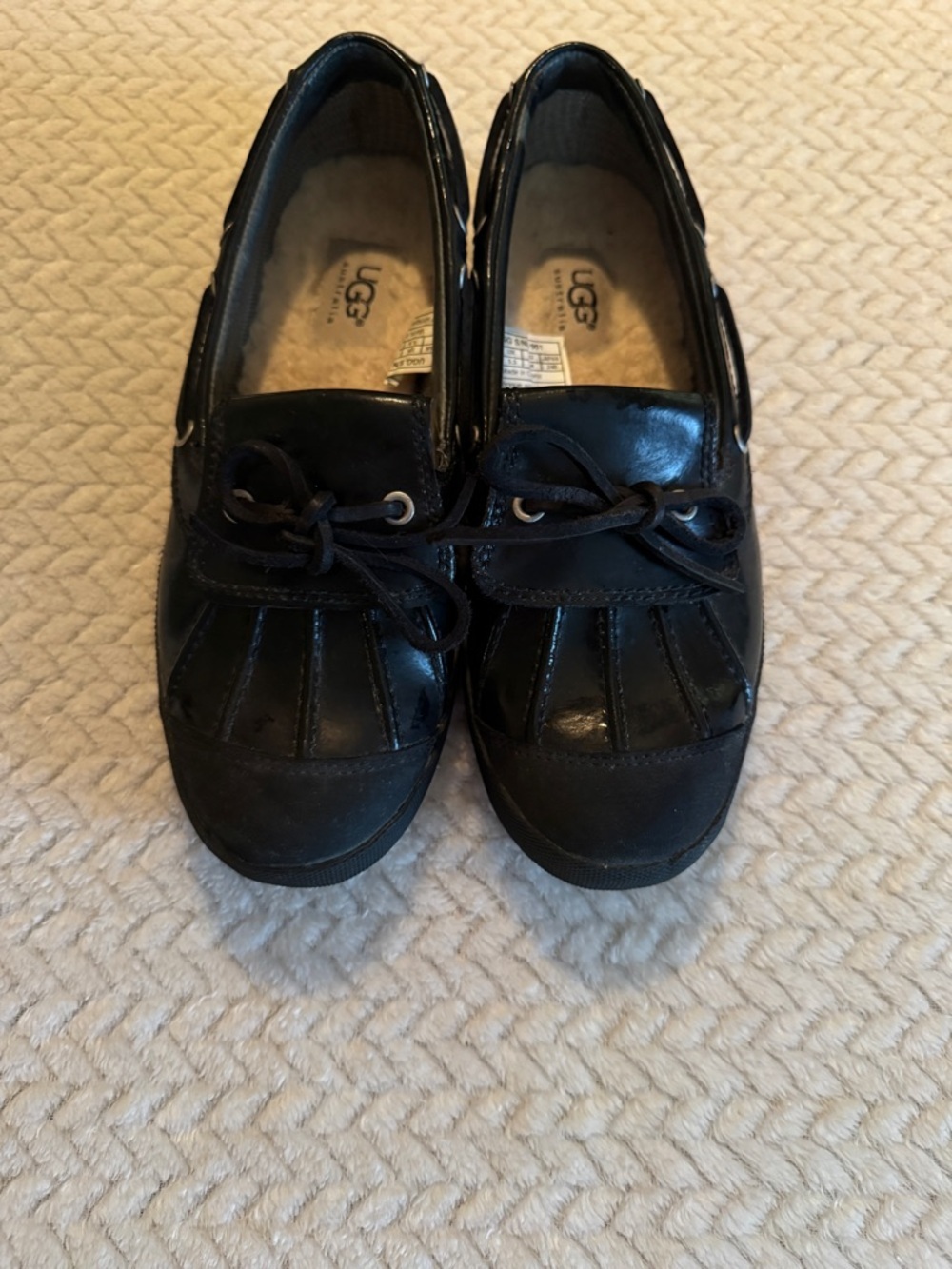 UGG Black Leather & Suede Slip-On Boat Shoes SN 1901 Size 7